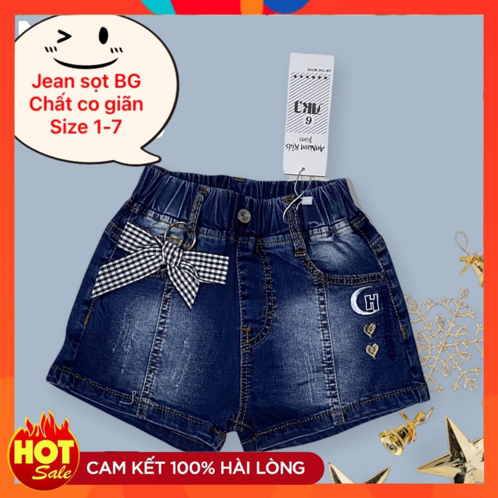 Quần Jeans Đùi Bé Gái Size Nhí Dễ Thương Chất Mềm Co GiãnTừ 8kg Đến 25kg