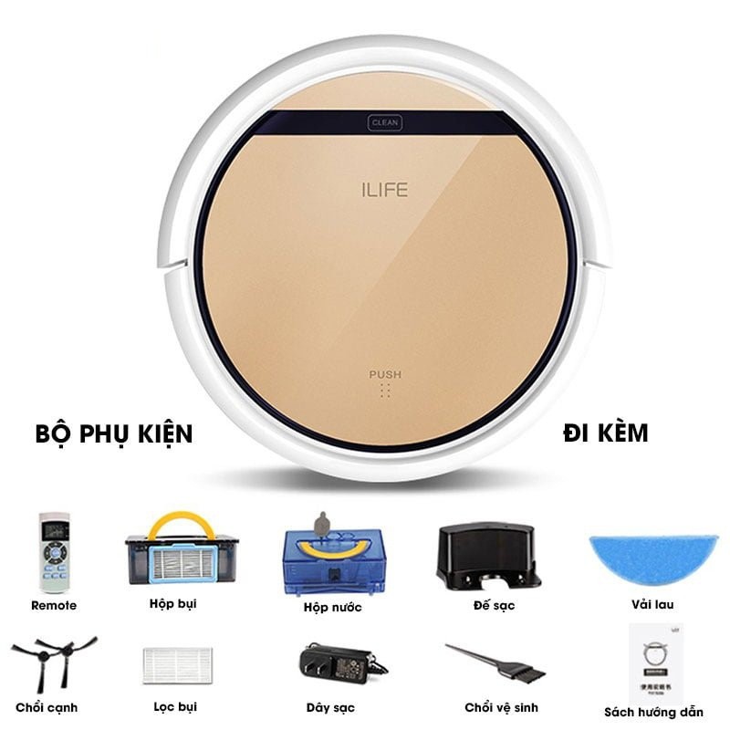 (BẢO HÀNH 5 NĂM)Máy Hút Bụi Robot Thông Minh Ilife V5s PRO,lực hút cực mạnh, siêu sạch,có chế độ lau nhà