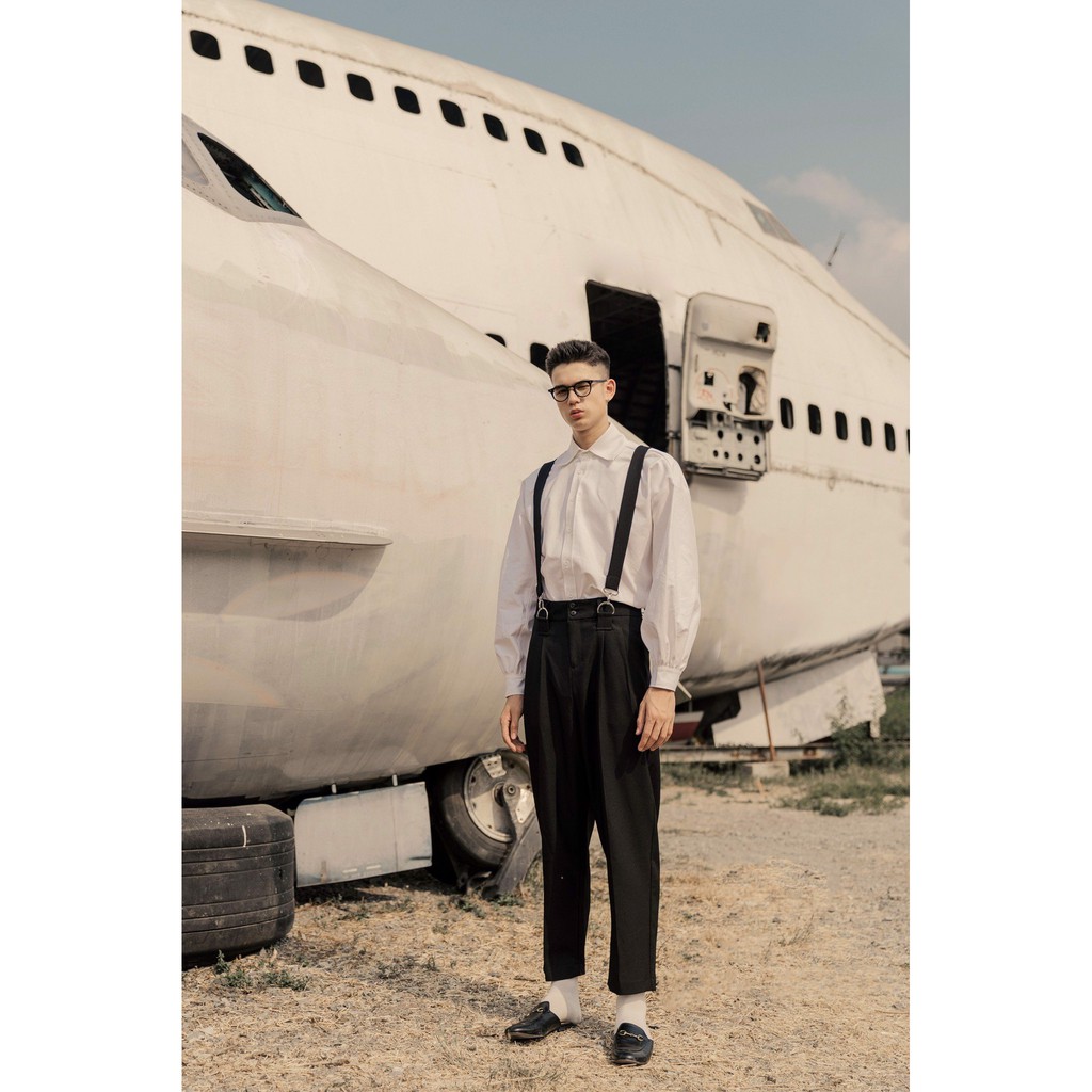 BLANKESPACE Quần Ống Rộng Clown Black Pants Vải Cotton Sợi Chéo Thời Trang Nam Nữ Unisex