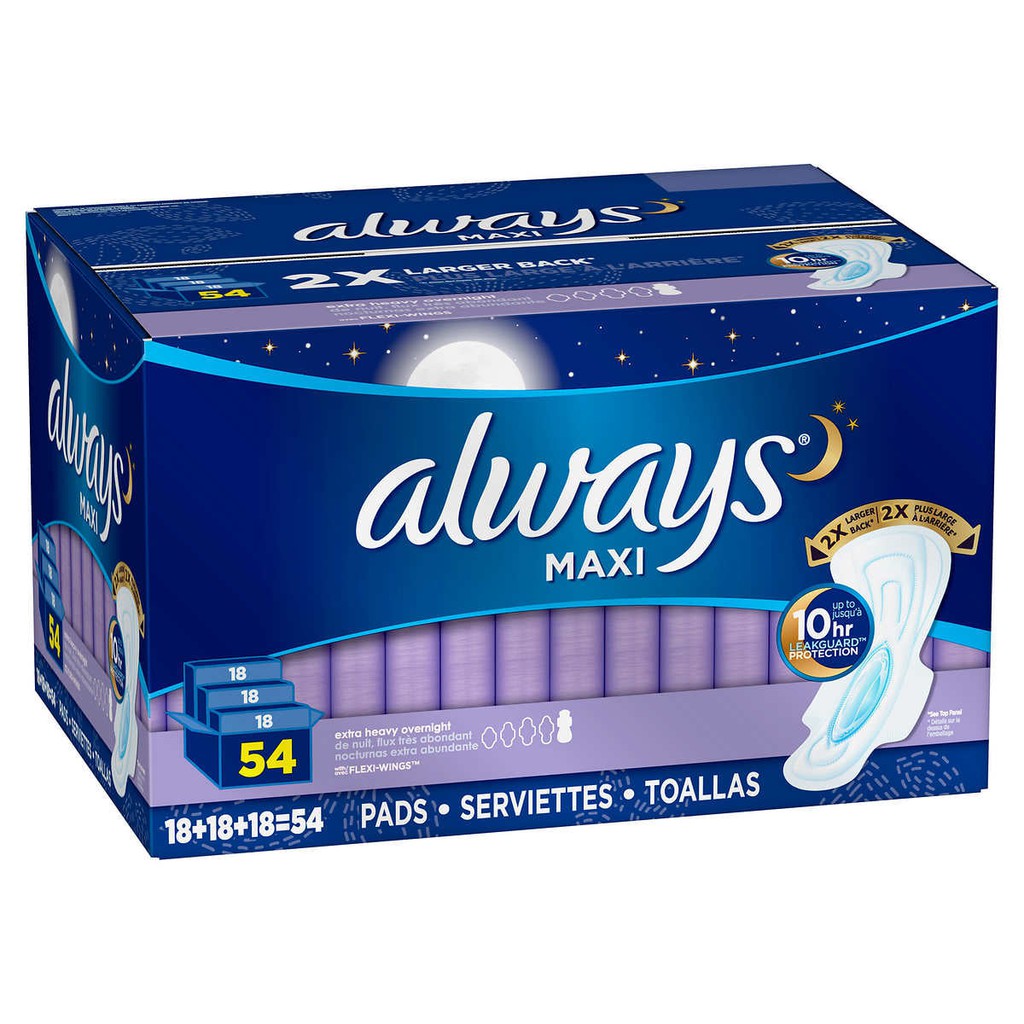 Băng vệ sinh ban đêm Always Maxi (gói 54 miếng)