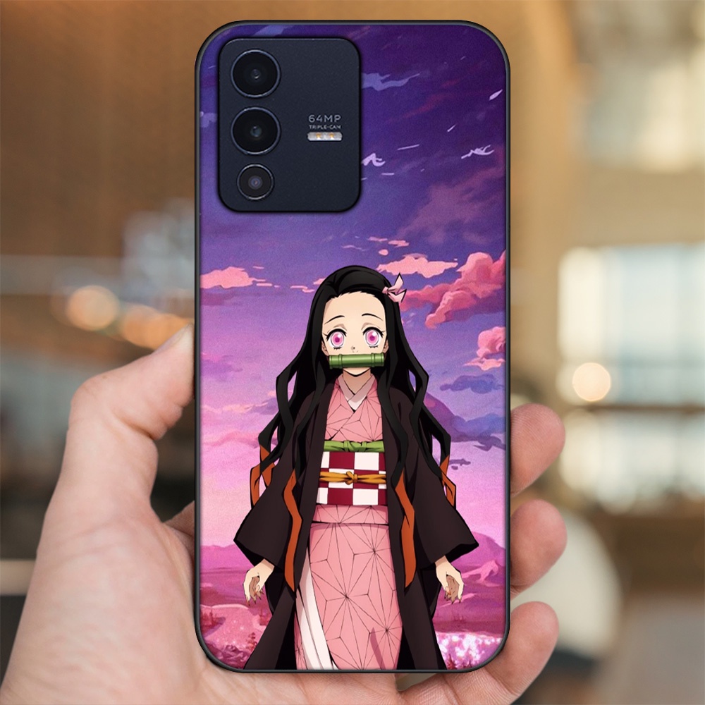 Ốp lưng Vivo V23 5G viền đen in hình Nezuko Kimetsu no Yaiba