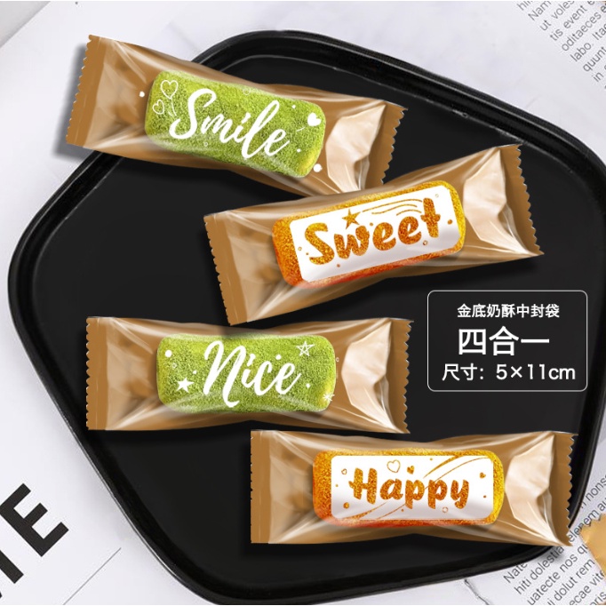 Túi kẹo bánh qui hạnh nhân size 5x11 cm 1 bịch 100 túi