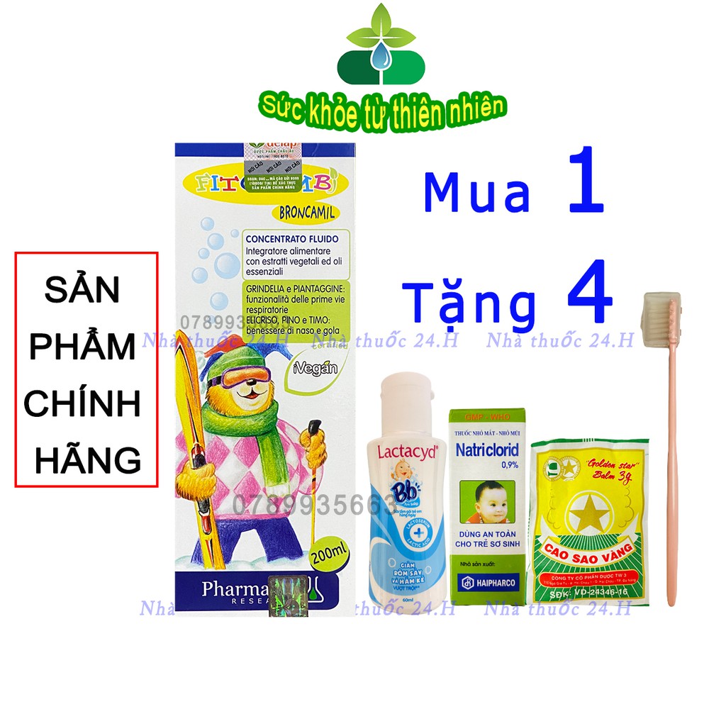 BRONCAMIL FITO BIMBI,Thảo Dược Ho Có Đờm,Viêm Họng,Viêm Phế Quản,Làm Dịu Mát Họng Đường Hô Hấp