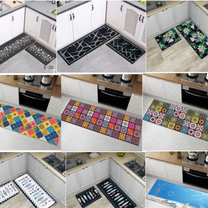 Bộ 2 thảm bếp sợi cước phong cách sang trọng (BST02) mẫu ngẫu nhiên