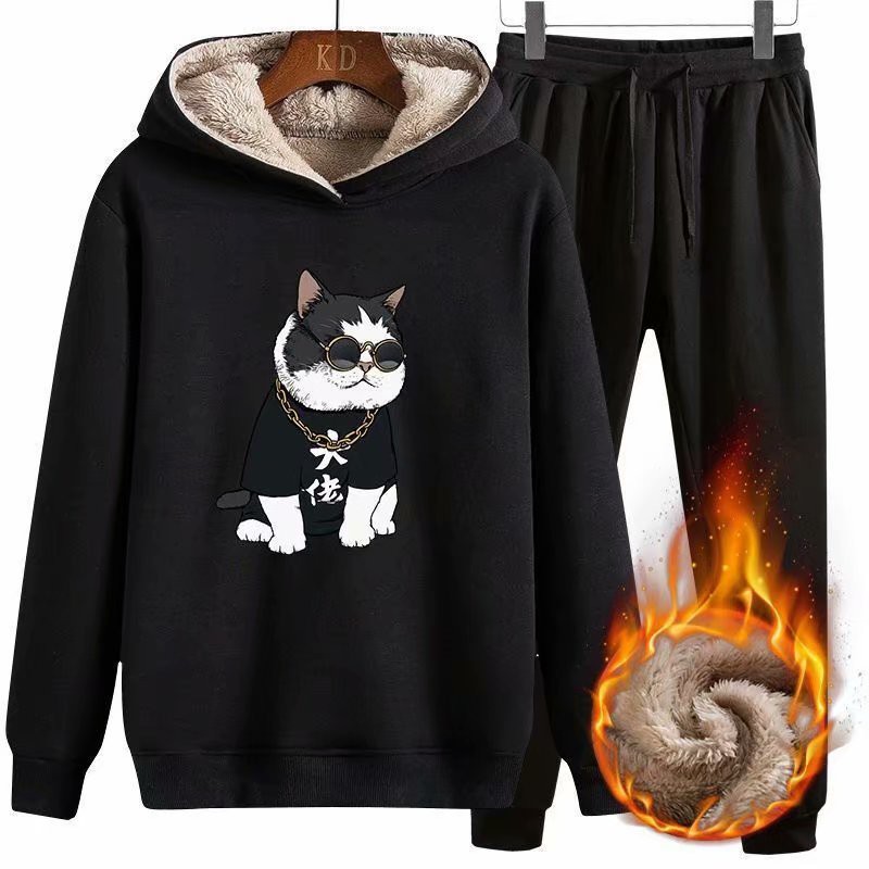 Set Áo Hoodie + Quần Dài Chất Nhung Dày Dặn Thời Trang Mùa Đông Dành Cho Nam A9