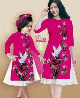 Set áo dài cách tân mẹ và bé