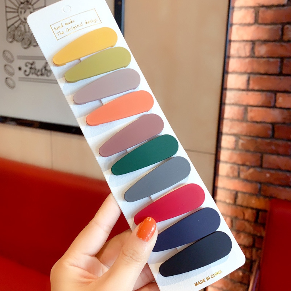 Set 10 Kẹp Tóc Màu Sắc Đơn Giản Chống Rỉ Sét Cho Nữ