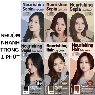 [SẴN] Thuốc nhuộm tóc phủ bạc tại nhà thảo dược hương nước hoa Nourishing Sepia color cream, nhanh trong 1 phút