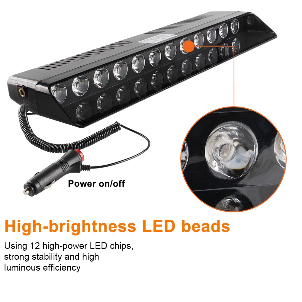 12 hạt LED Đèn xe Cảnh sát Đèn nhấp nháy Đèn cảnh báo khẩn cấp Đèn cảnh báo 14 Chế độ đèn nháy cho xe tải SUV