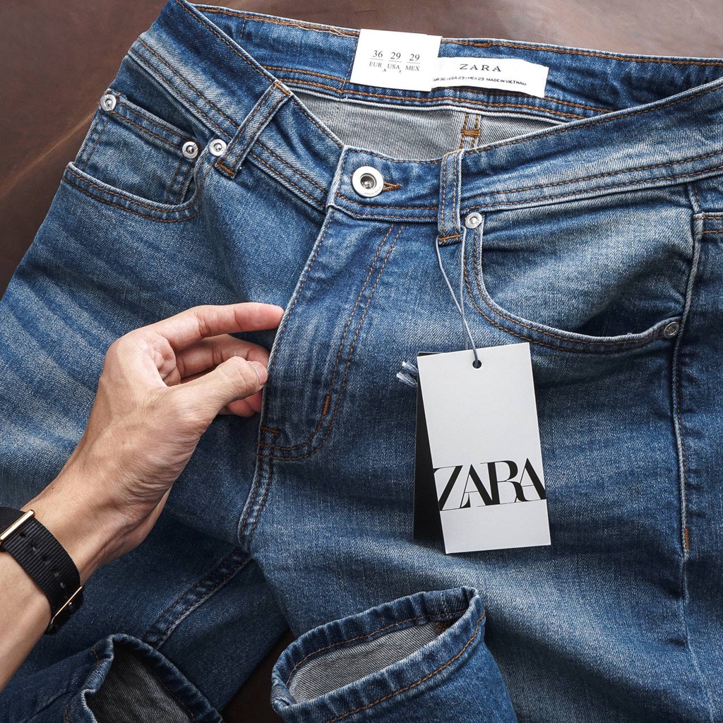 Quần Jean dài nam ZARA xanh nhạt,Form slimfit,chất vải co dãn,ống quần 14-17cm,HÀNG VNXK - JZR052227