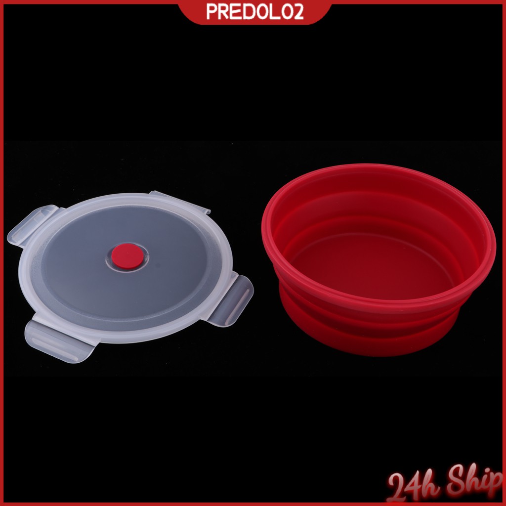 [Predolo2] Tô Silicone Đựng Thức Ăn Cắm Trại Không BPA Dung Tích 400ml Màu Đỏ
