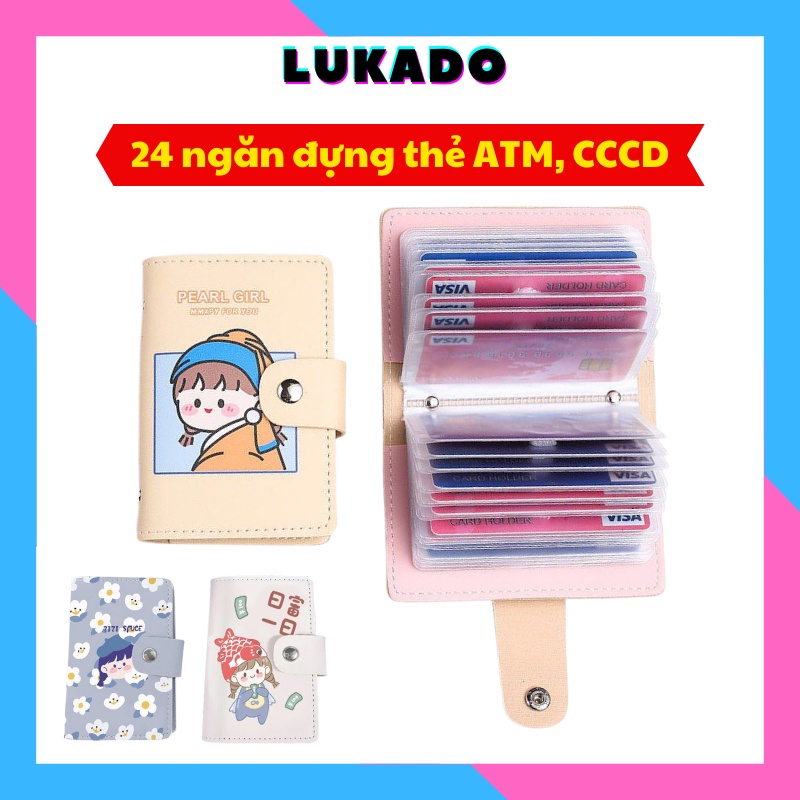 Ví nữ đựng thẻ mini cute nhiều ngăn dễ thương 24 ngăn bỏ túi nhỏ gọn giá rẻ thời trang Hàn Quốc cao cấp đẹp LUKADO VN43