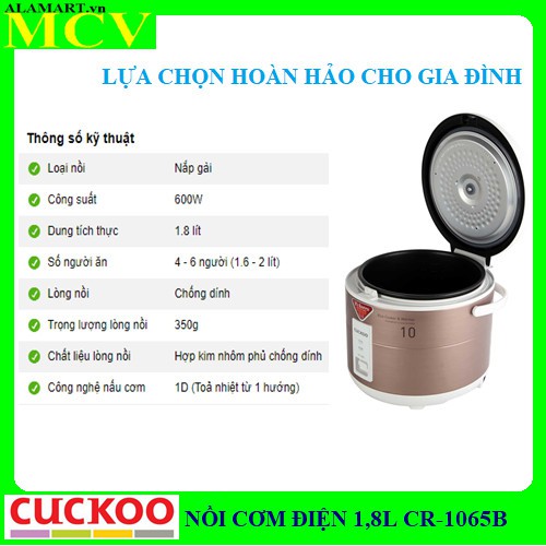 NỒI CƠM CUCKOO CR-1065B 1.8 LÍT