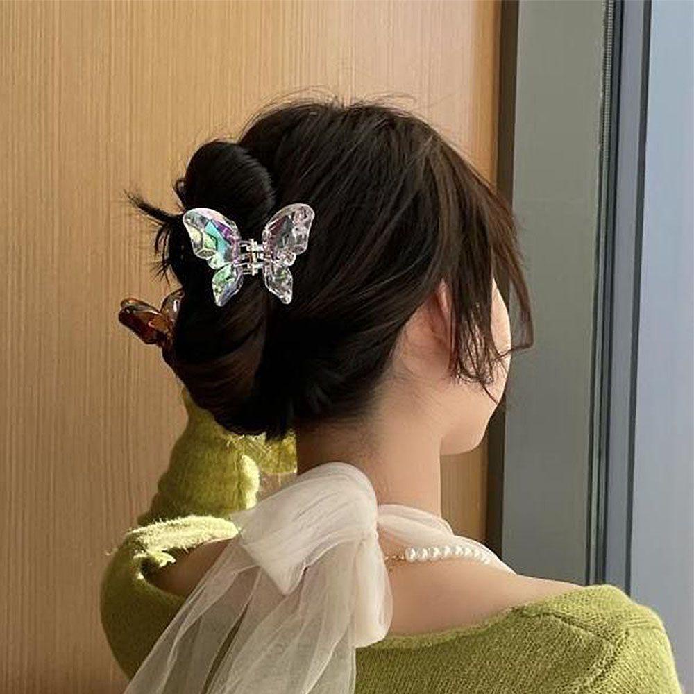 PATH Kẹp Tóc Càng Cua Bằng Acrylic Trong Suốt Hình Bướm Thời Trang Mùa Hè