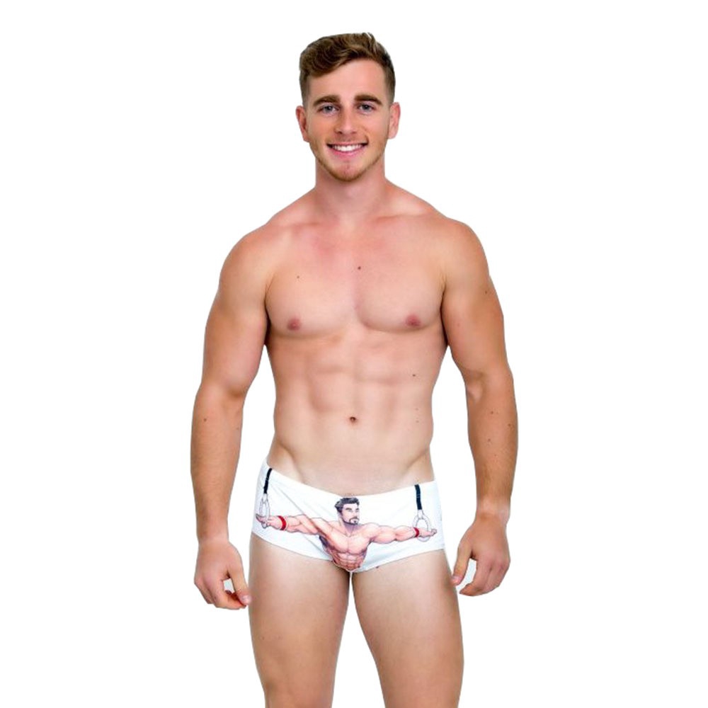 Quần bơi boxer trắng họa tiết hoạt hình cho nam | BigBuy360 - bigbuy360.vn