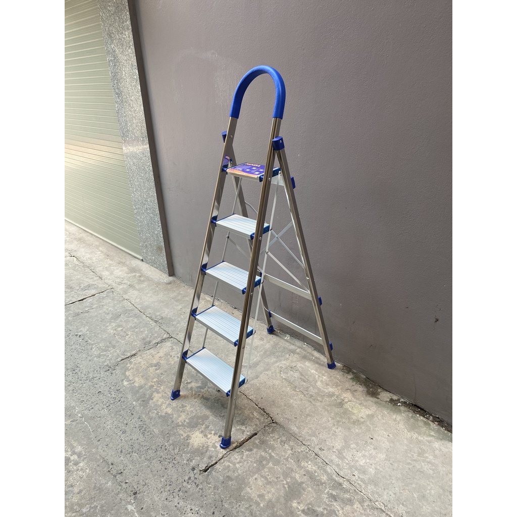 Thang nhôm ghế gia đình chữ A bản to 3,4,5,6 bậc , thang đa năng gấp gọn có tay vịn, khung inox chắc chắn