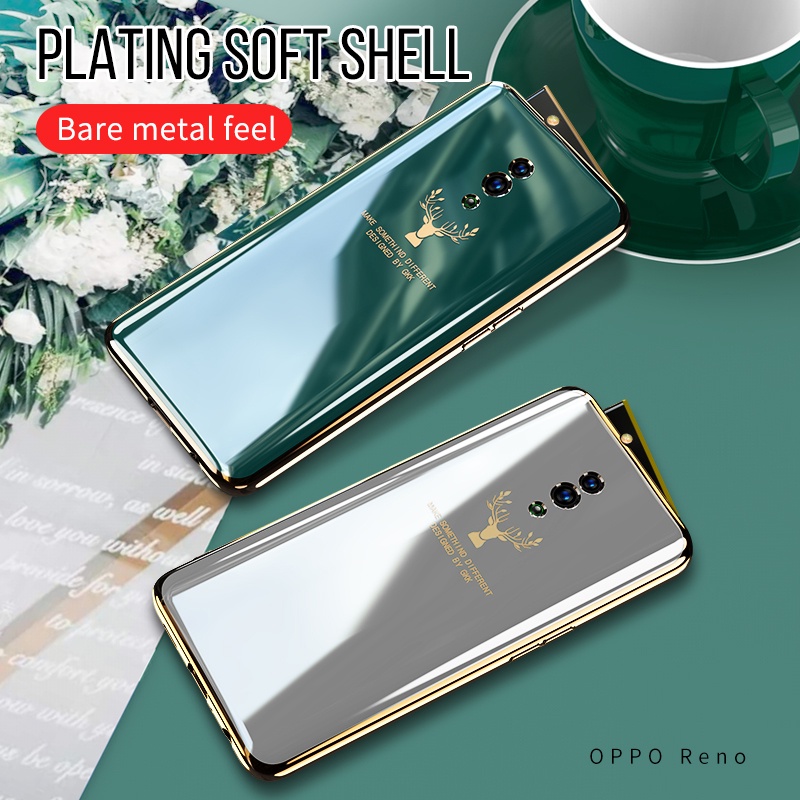 Ốp Điện Thoại Mềm Mạ Sang Trọng In Hình Hươu Cho Oppo Reno 2 2Z 2F 10X Zoom 3 Reno 2