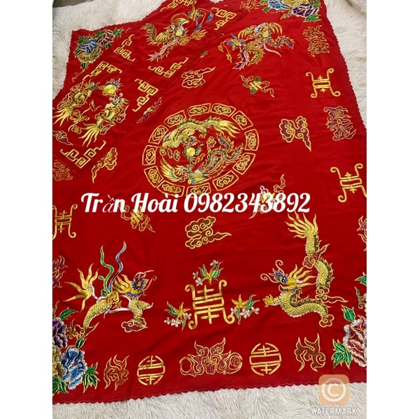 Khăn áo hầu đồng - bộ khăn phủ diện , khăn tấu hương rồng phượng thêu kim sa và chỉ ngũ sắc