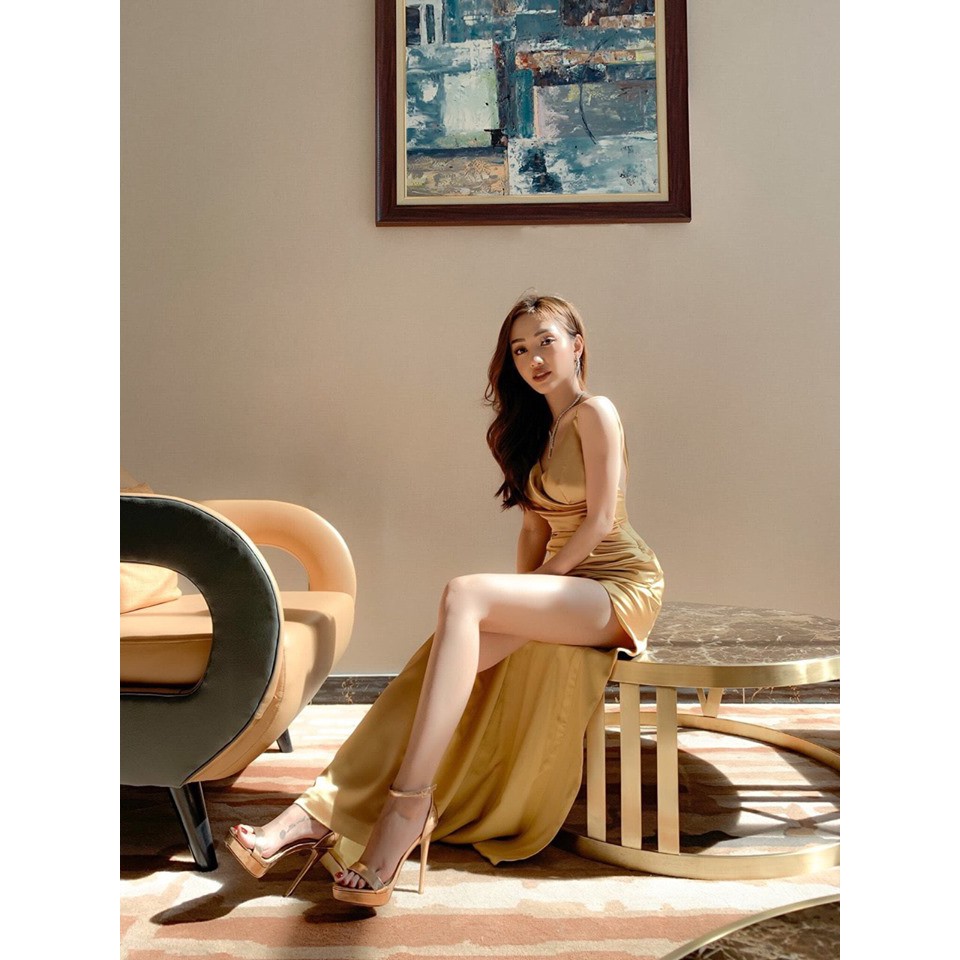 Đầm dạ hội xẻ tà màu vàng sang trọng, quý phái - LYLY Dress | BigBuy360 - bigbuy360.vn