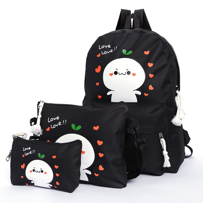Bộ 3 món balo vải,balo canvas,balo nữ,baloteen,balo đi học,balo hot,balo xinh,balo đa năng