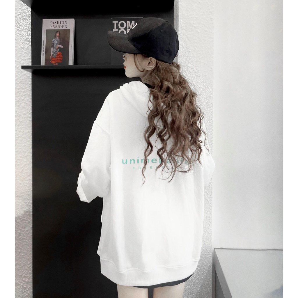 Áo khoác nam/nữ hoodie zip Unime Basic Essential - Trắng