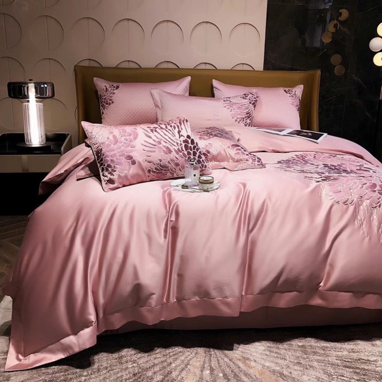 Bộ Chăn Ga Gối Lụa 100S Siêu Cấp Thương Hiệu LUXURY Sang Trọng Hoạ Tiết Thêu 5D nổi bật Giá rẻ