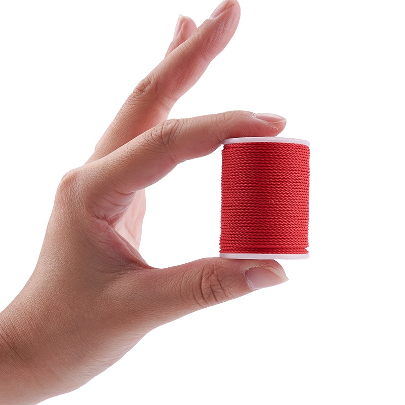 Cuộn dây xâu hạt polyester phủ sáp xoắn màu hồng/xanh da trời/đu đủ/cam/tím/xanh lam thép/hồng đậm1mm 11m