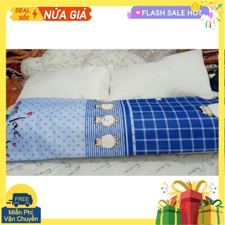 Vỏ gối ôm mẫu heo xanh,kích thước 35x100cm,vải cotton poly mềm mịn