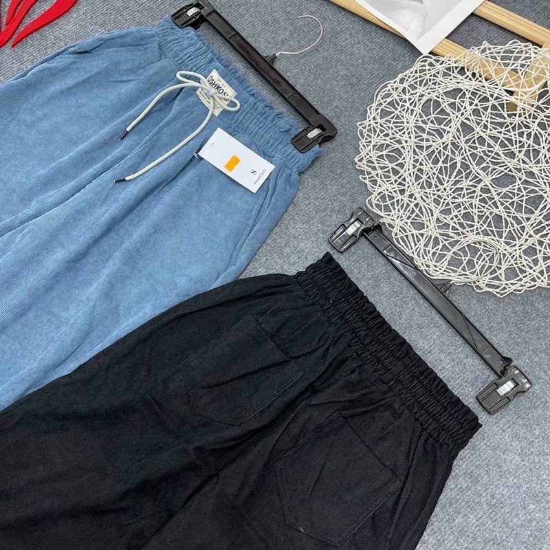Quần lưng thun bo ống kaki nhung