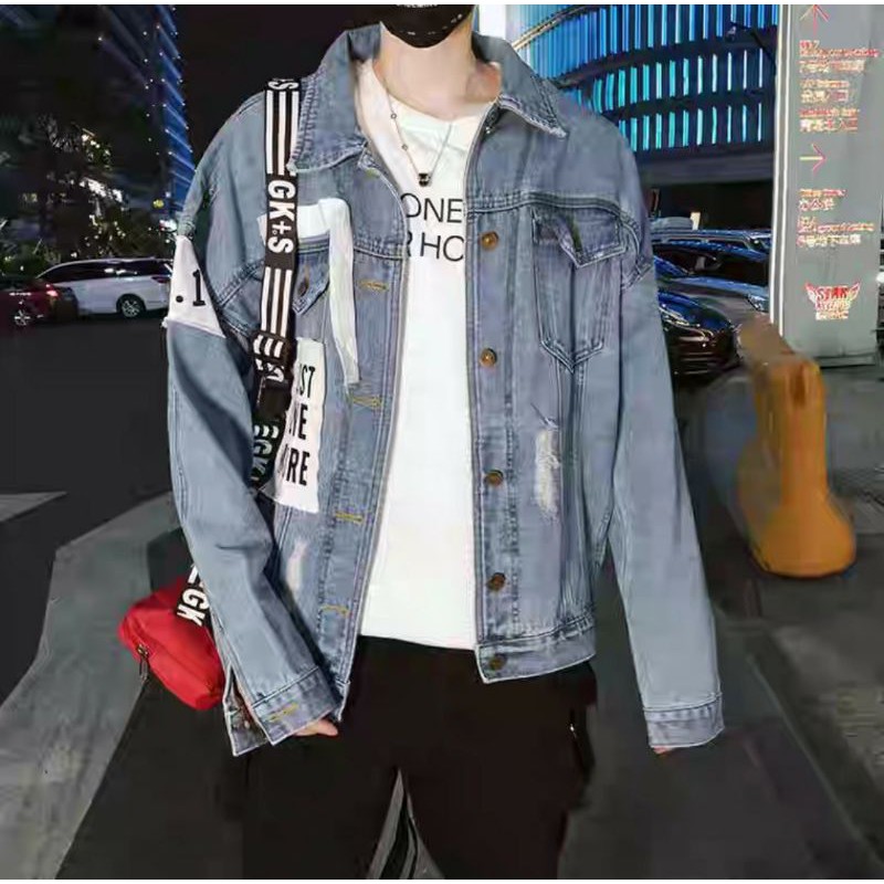 Áo khoác jean nam Wawa 06, mẫu in tình yêu ngọt ngào mãi mãi, Mua Ngay