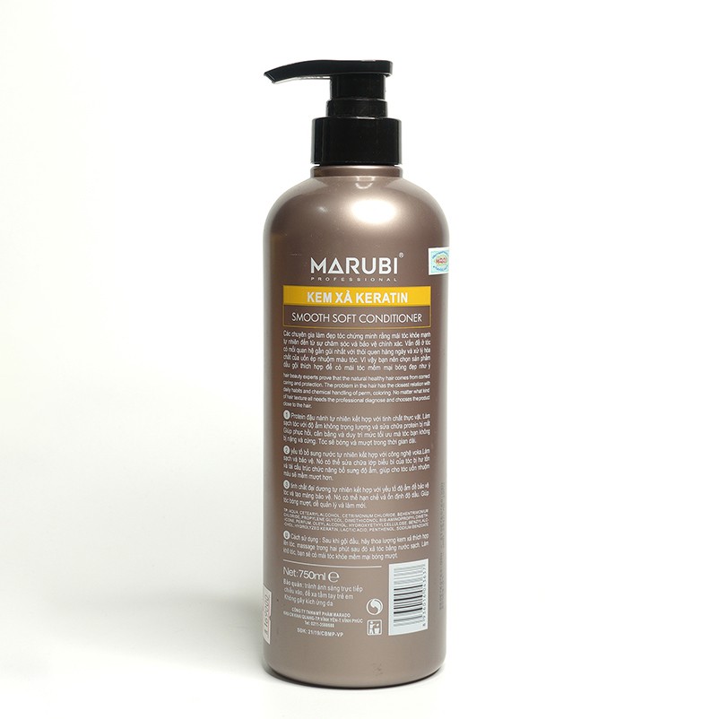 Combo Dầu Gội Xả MARUBI KERATIN 750ml - Giúp Tóc Bóng Mượt