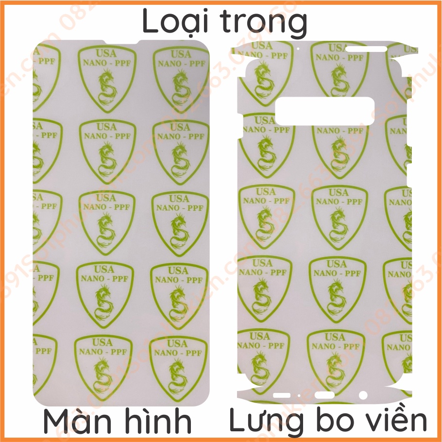 Dán PPF Samsung S10 loại trong, nhám , da cá sấu dành cho màn hình , mặt lưng , lưng bo viền