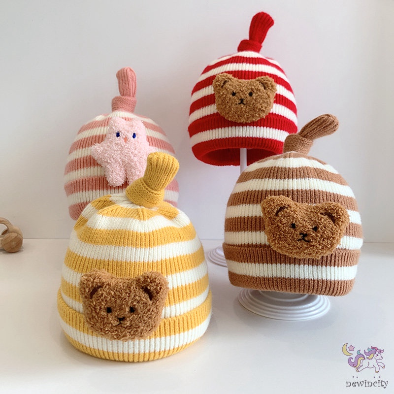 Mũ Len Giữ Ấm Thu Đông Hàn Quốc Dễ Thương Cho Bé