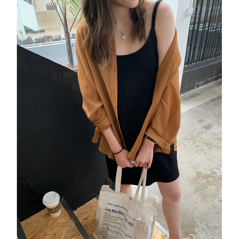 Đầm Hai Dây Dáng Rộng Màu Sắc Đơn Giản Thời Trang Mùa Hè Xinh Xắn Cho Nữ