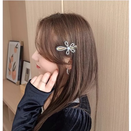 Kẹp mái nơ hoa đính đá sang trọng phong cách Hàn Quốc, phụ kiện tóc nữ KT046 - Filibra