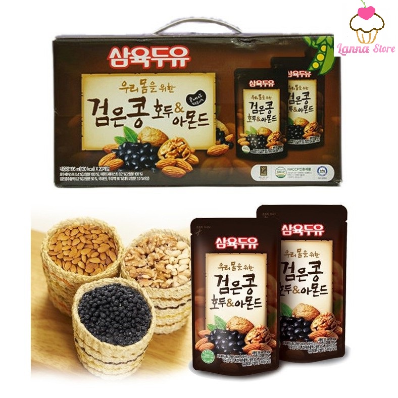 Sữa óc chó đậu đen hạnh nhân gói 195g / Hộp 190 ml - Hàn Quốc