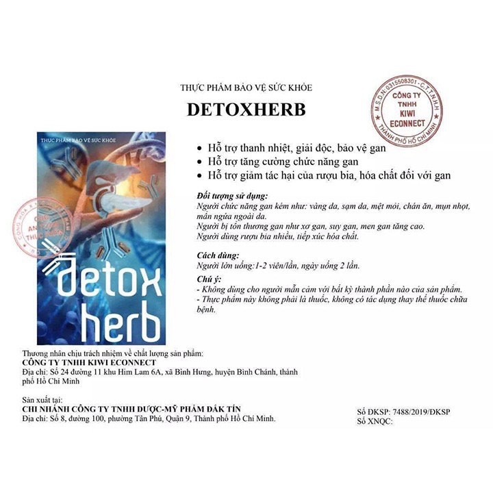 Viên uống Detox Herb hỗ trợ diệt ký sinh trùng và tăng cường hệ miễn dịch, hộp 20 viên – Health Pharmacy