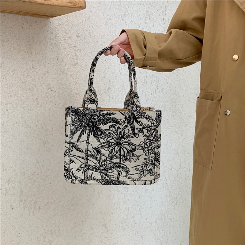 Túi tote Đeo Vai Bằng Vải canvas Thêu Tay Sức Chứa Lớn Mẫu Mới 2022 Cho Nữ
