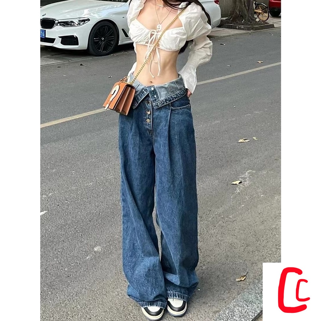 Quần Jeans Nữ Dài Ống Rộng Thời Trang Cá Tính