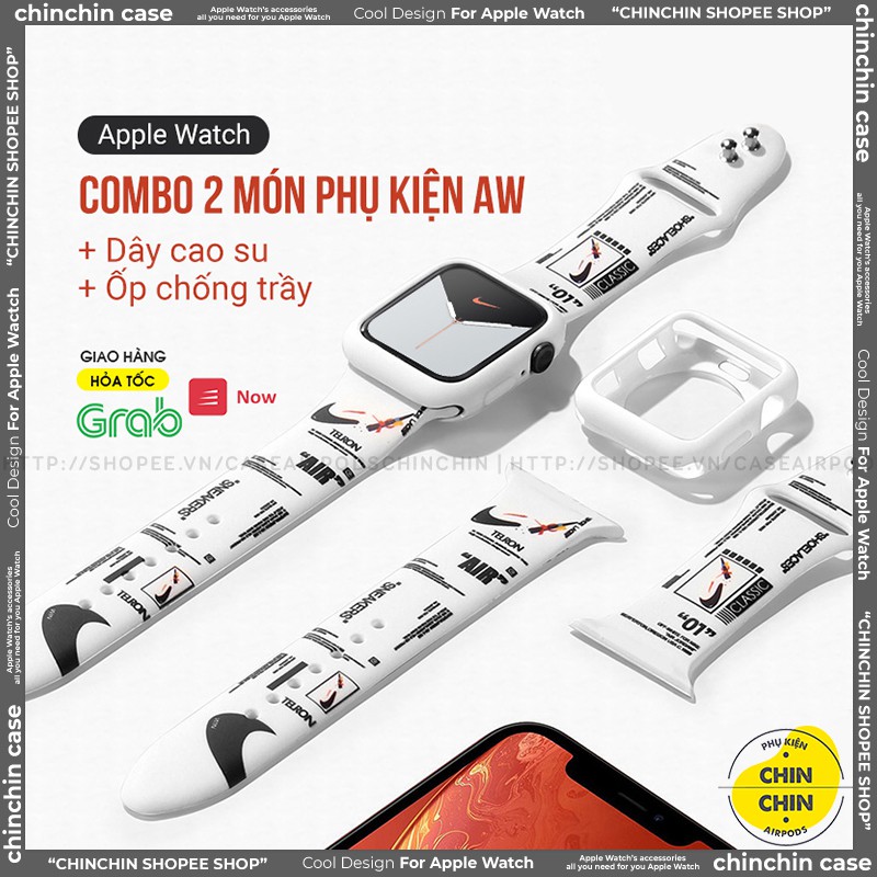 Combo 2 Món Dây Cao Su Và Ốp Bảo Vệ Apple Watch Cho Series 6/5/4/3/2/1/SE Size 38/40/42/44mm - Chinchin Case