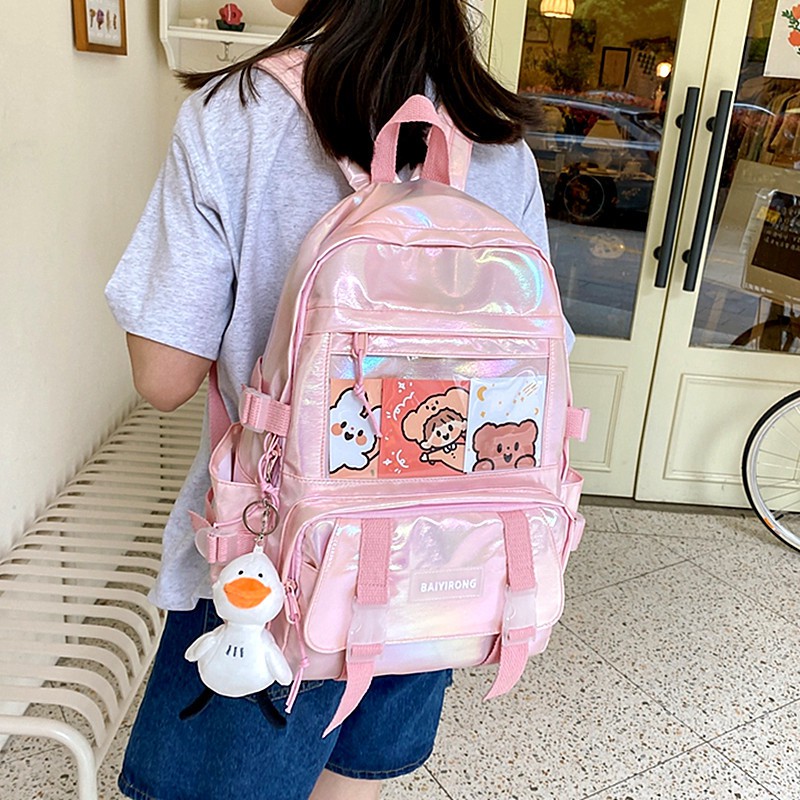 Balo đi học BAIYIRONG bóng, hologram  chống thấm nước