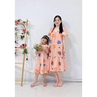 Set đầm trái tim mẹ và bé