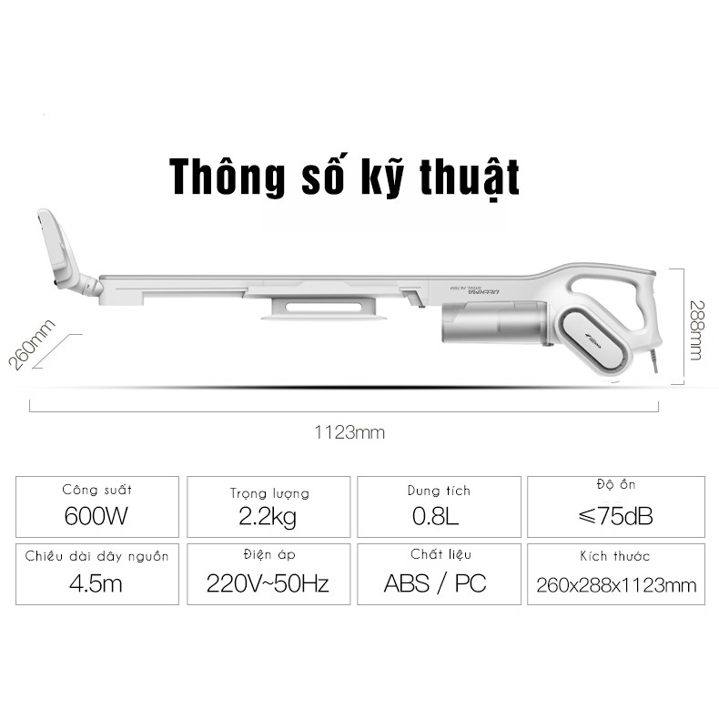 Máy Hút Bụi Cầm Tay Gia Đình Deerma Vacuum Cleaner, Công Suất 600W, Lọc Bụi Diệt Khuẩn HEPA | BigBuy360 - bigbuy360.vn