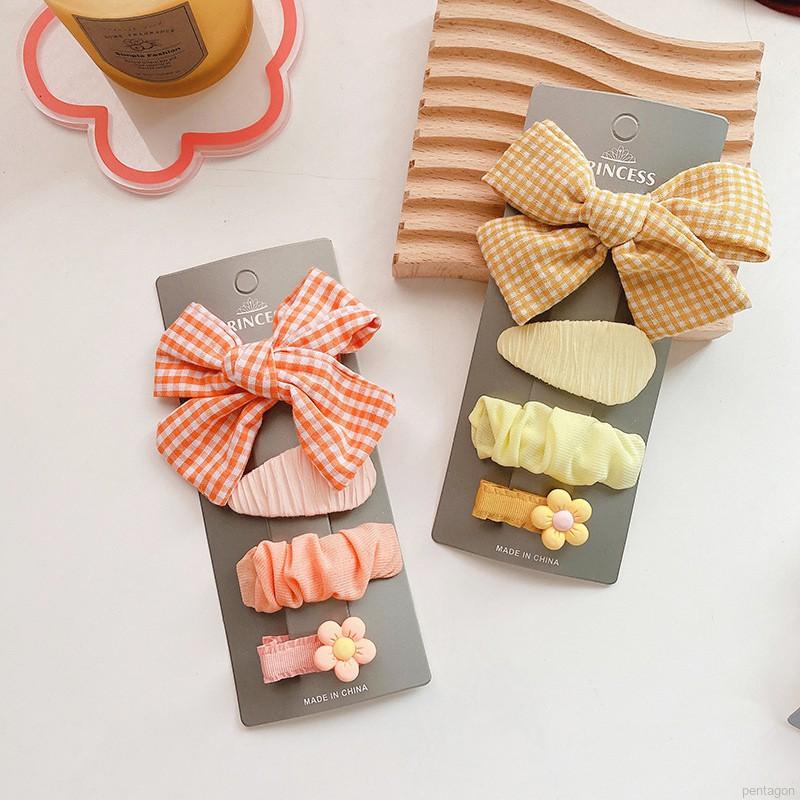 Set 4 Kẹp Tóc Vải Màu Sắc Ngọt Ngào Cho Bé Gái