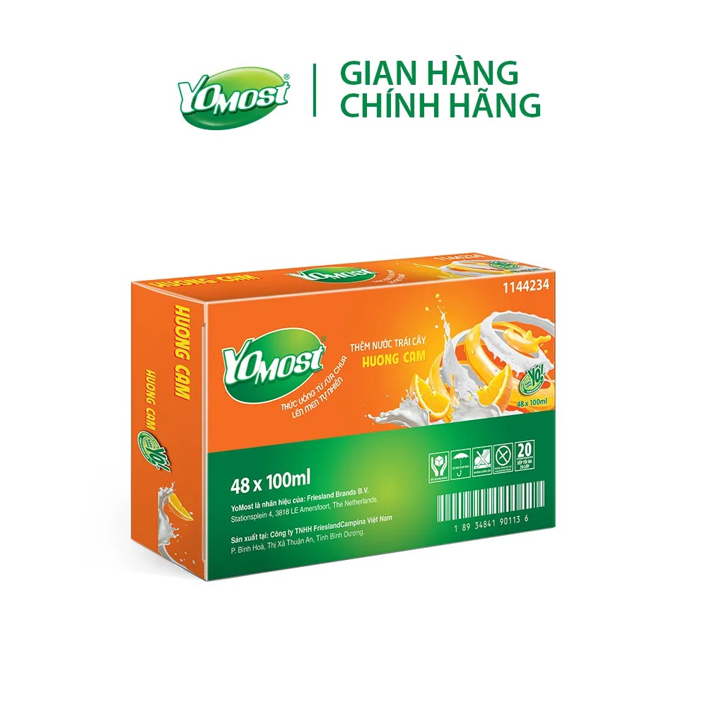 Thùng 48 Hộp Sữa chua uống Yomost vị cam 100ml/hộp