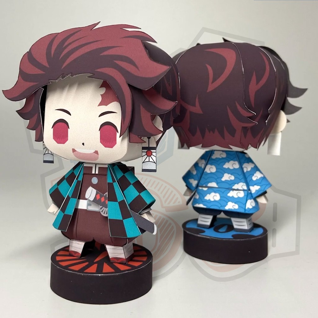 Mô hình giấy Chibi Tanjiro Kamado Ver 4 (X2) – Demon Slayer (Kimetsu No Yaiba) + kit mô hình hộp trang trí