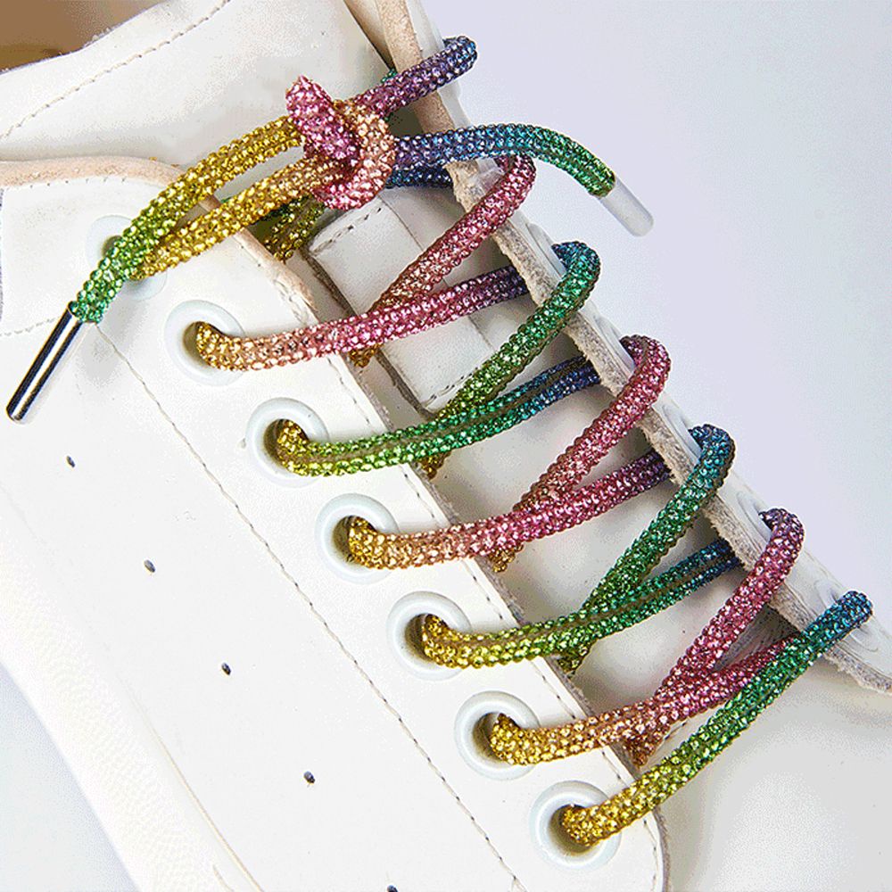 NEXTSHOP 1PC Luxury|ShoeLaces Fashion Bright Strings Diamond Shoe Laces Accessories DIY Cross Braiding Strap Drawstring Sneakers Laces/Multicolor