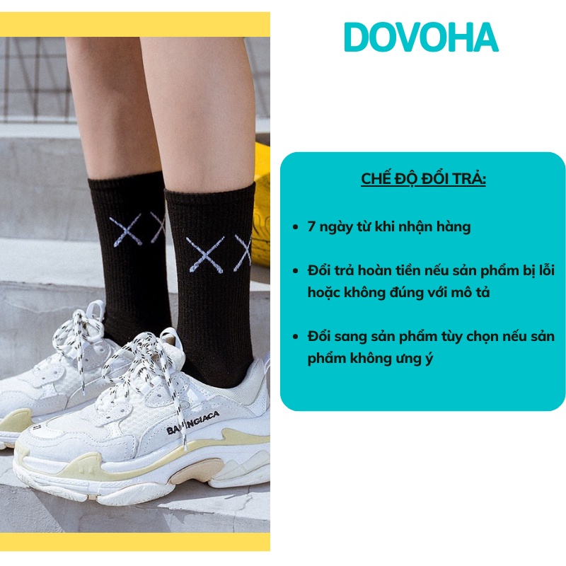 Tất vớ cổ cao nam nữ basic cotton hàn quốc dễ thương dày đẹp DOVOHA T12