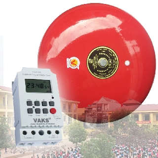 Bộ chuông hẹn giờ trường học - chuông 10 inches 100dB, hẹn giờ 28 lần reo chuông/ngày, điện áp 220AC