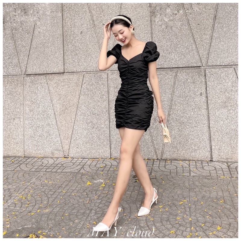 BLACK F-RUFF DRESS BY MAYCLOUD